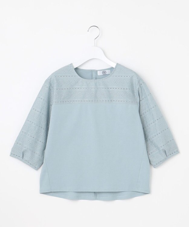 J.PRESS LADIES 【洗える】スムースジャージー 刺繍 カットソー ブルーグリーン系