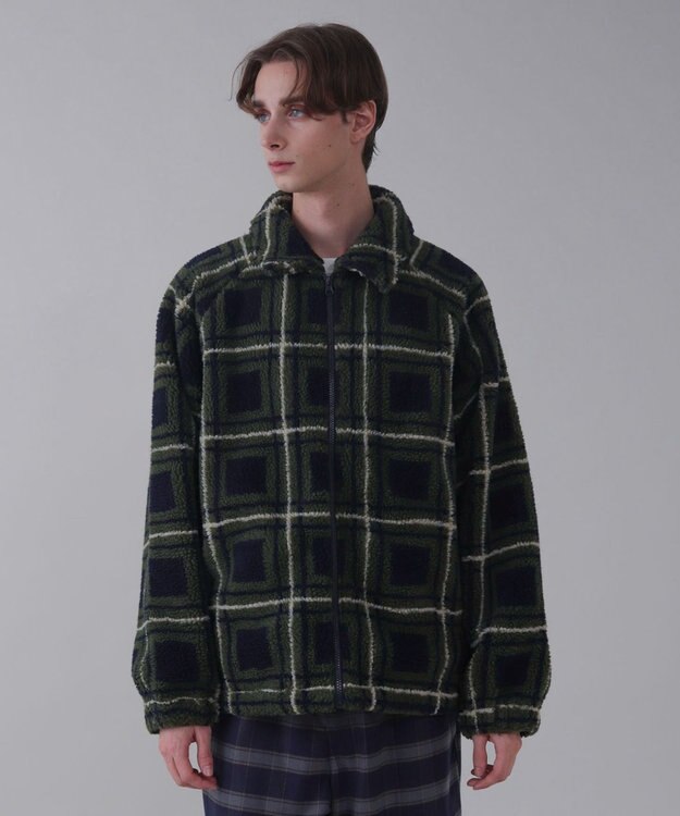 WEGO 【ユニセックス着用ITEM】ボアチェックブルゾン 柄1