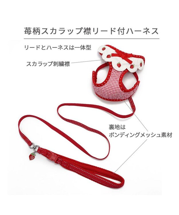 PET PARADISE ペットパラダイス ハーネス＆リード スカラップカラー《いちご柄》 ４Ｓ / ３Ｓ 小型犬 いちご柄