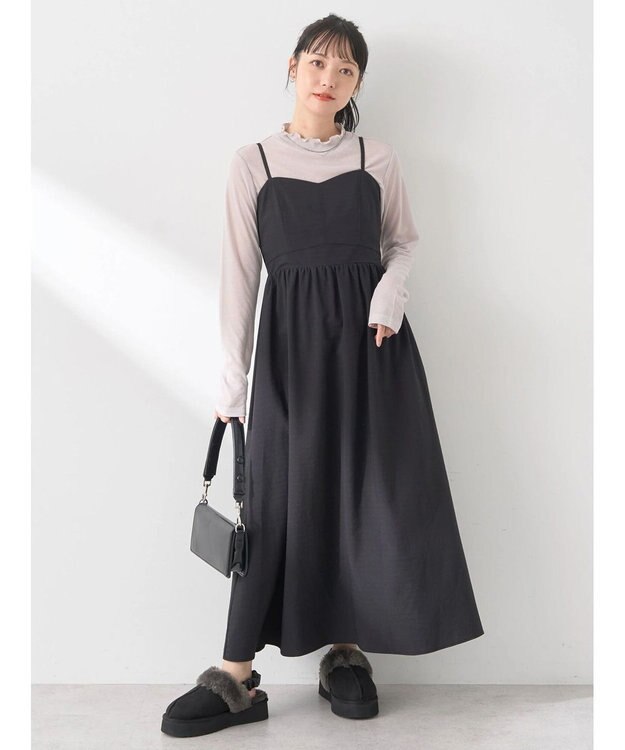 earth music&ecology ビスチェ風キャミドレ Black