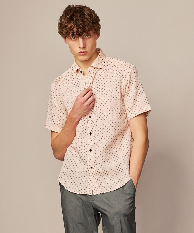 JOSEPH ABBOUD 【ビジネスシーンに最適・サステイナブル】ソアロンシャンブレープリント シャツ オレンジ系5