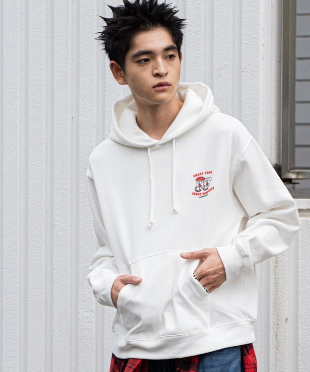 WEGO リラックスフィットTHEBOYグラフィックパーカー ホワイト