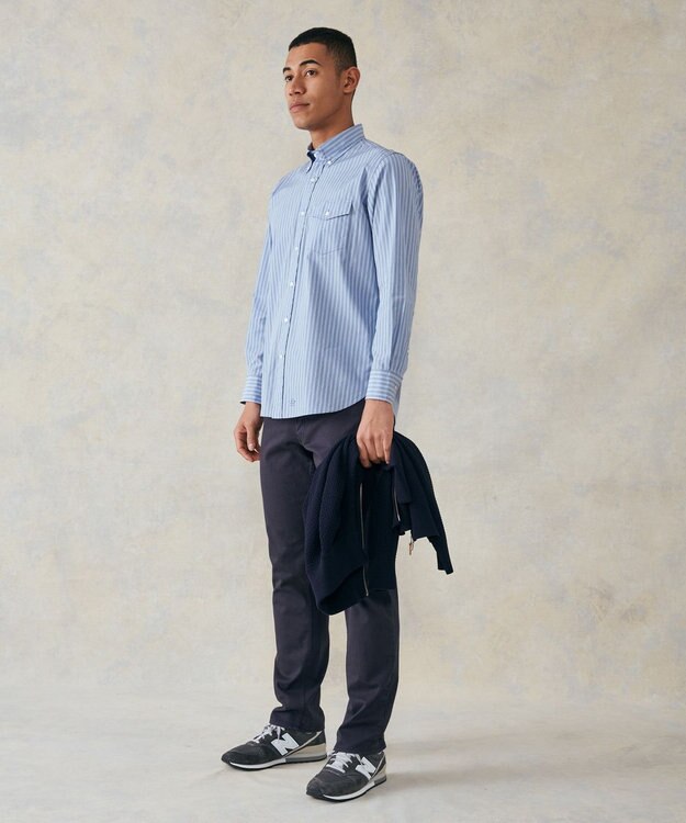 J.PRESS MEN ポプリンストライプシャツ/B.D サックスブルー系1