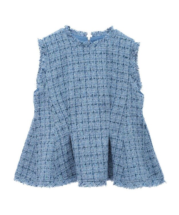 Green Parks ツイードペプラムベスト Blue