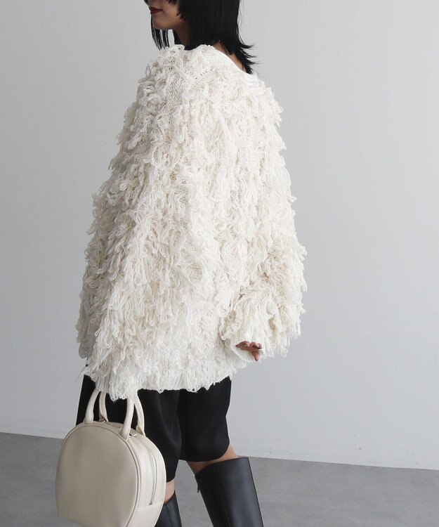 Green Parks フリンジニットカーディガン Off White