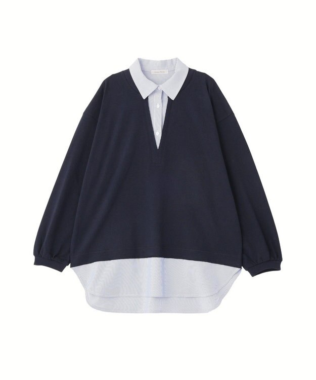 Green Parks 衿レイヤードッキングチュニック Navy