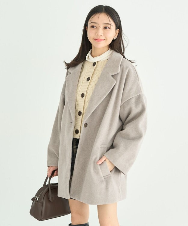 earth music&ecology オーバーテーラードジャケット　シャギー Gray Beige
