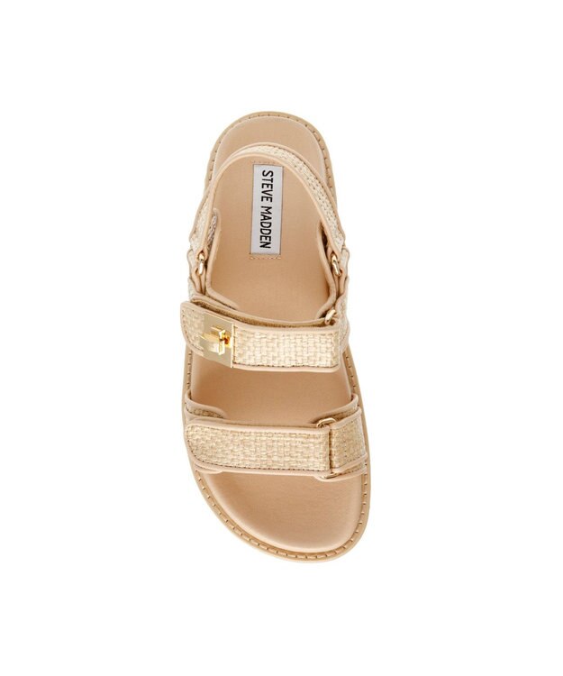 STEVE MADDEN BIGMONA ダブルベルトラフィアサンダル ナチュラルラフィア