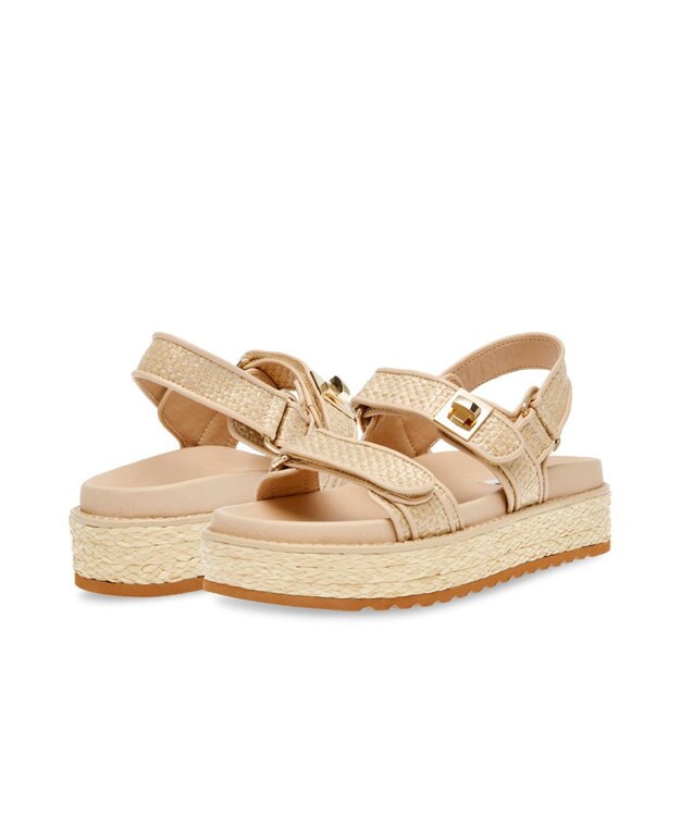 STEVE MADDEN BIGMONA ダブルベルトラフィアサンダル ナチュラルラフィア