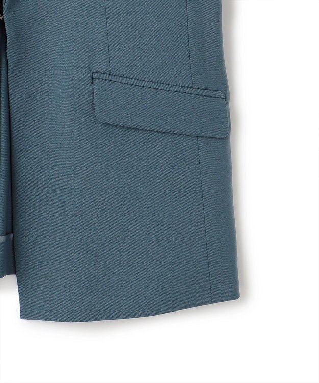 ICB L 【UVケア・洗える】ウール2WAYストレッチ ノーカラージャケット ダルブルー系