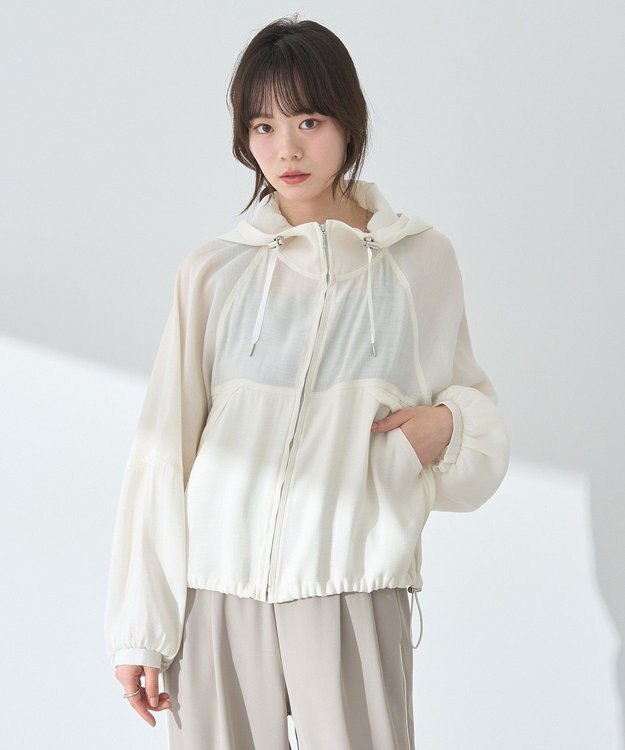 earth music&ecology シアージップパーカー Ivory