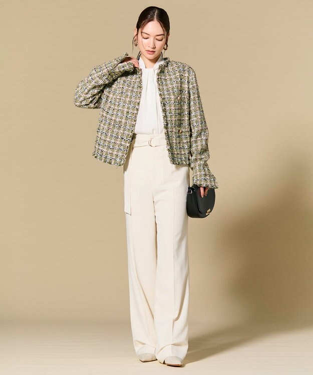 BEIGE， BERYL / ファンシーツイードノーカラージャケット Khaki Mix