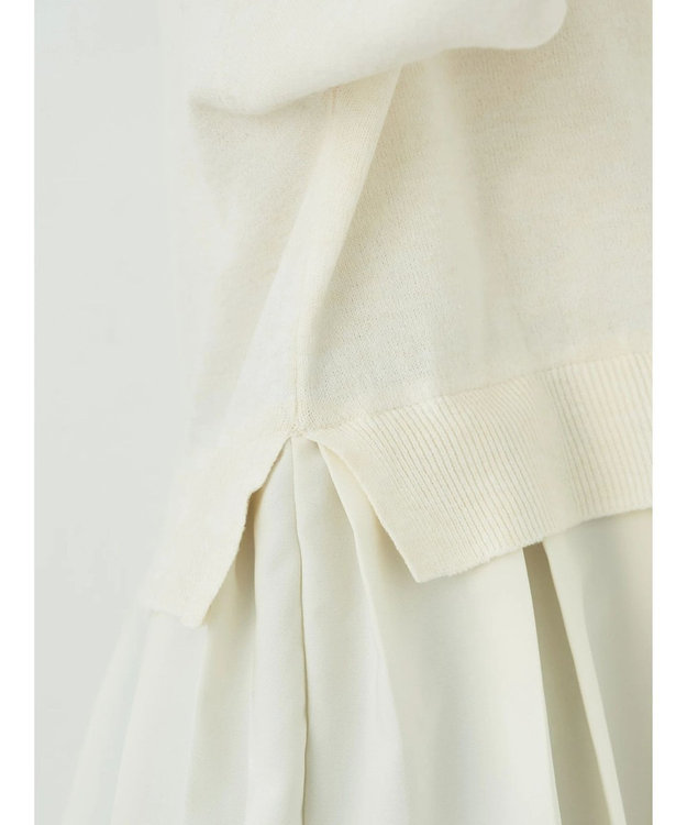 earth music&ecology プリーツドッキングカーディガン Ivory