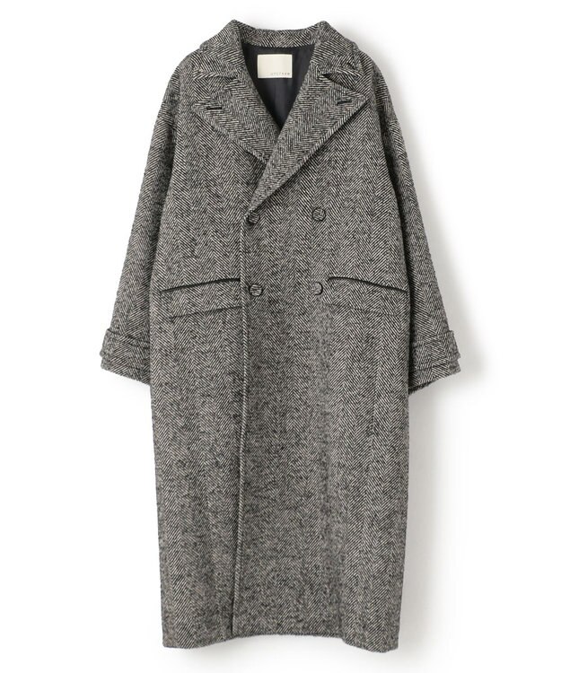 uncrave ロング チェスターコート（uncrave WHITE） へリンボーンブラック