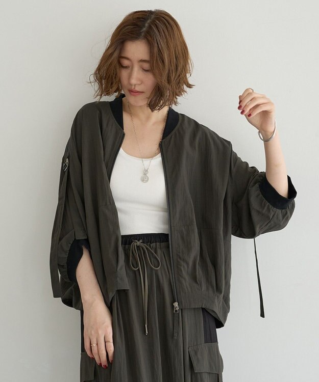 YECCA VECCA 【UVカット/接触冷感/遮熱】COOL5分袖MA-1 Charcoal Gray