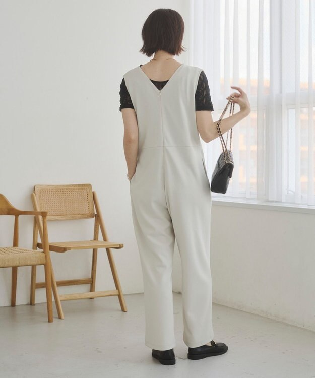 WEGO 【ANGIE VINTAGE】Vネックオールインワン ホワイトアイボリー