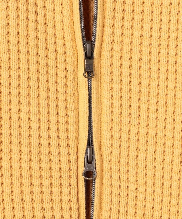 JOSEPH ABBOUD 【キングサイズ・3シーズン活躍する綿ブレンド】コットンアクリルバルキー ジップニット ブルゾン ライトオレンジ系