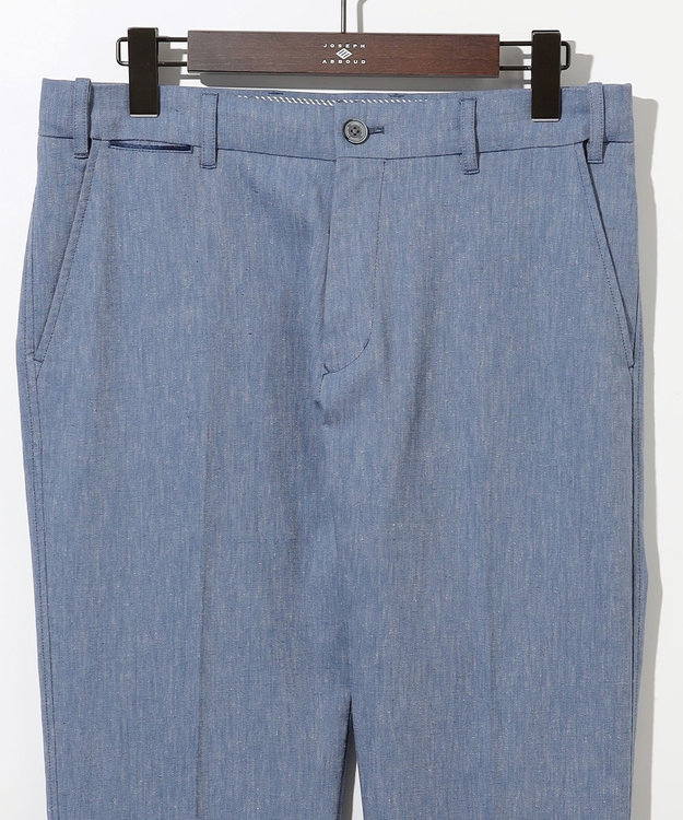 JOSEPH ABBOUD 【キングサイズ・ウエストも伸びる/清涼/ストレッチ】ストレッチリネンシャンブレーパンツ サックスブルー系