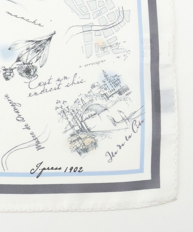 J.PRESS LADIES Ville de Paris スクエア プリント スカーフ ホワイト系5