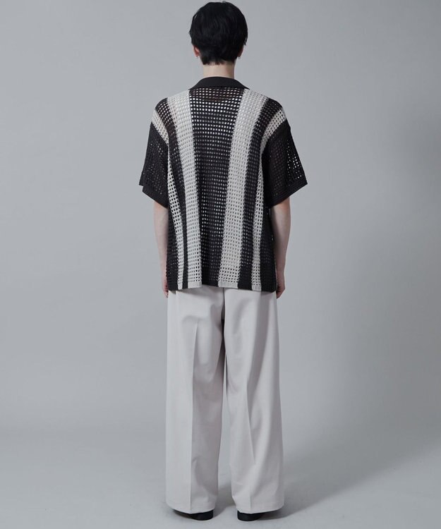 WEGO マルチストライプニットシャツ（S） ダークグレー