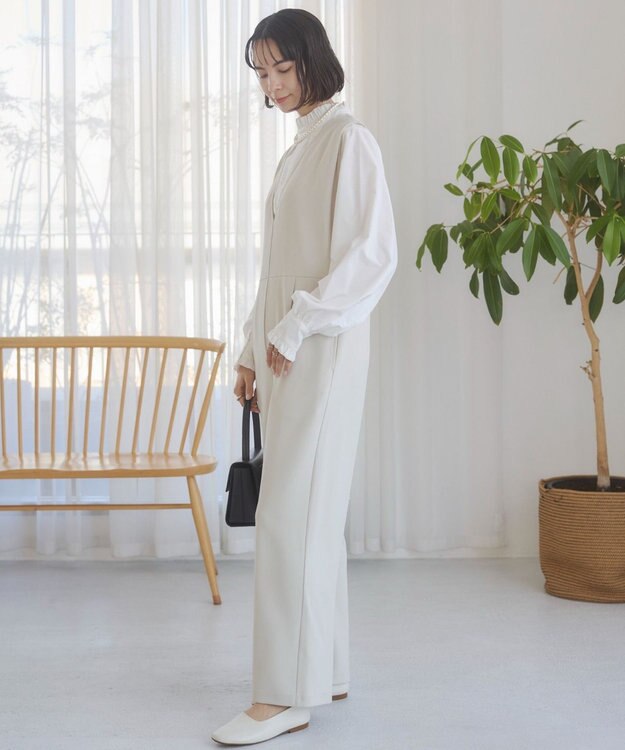 WEGO 【ANGIE VINTAGE】Vネックオールインワン ホワイトアイボリー
