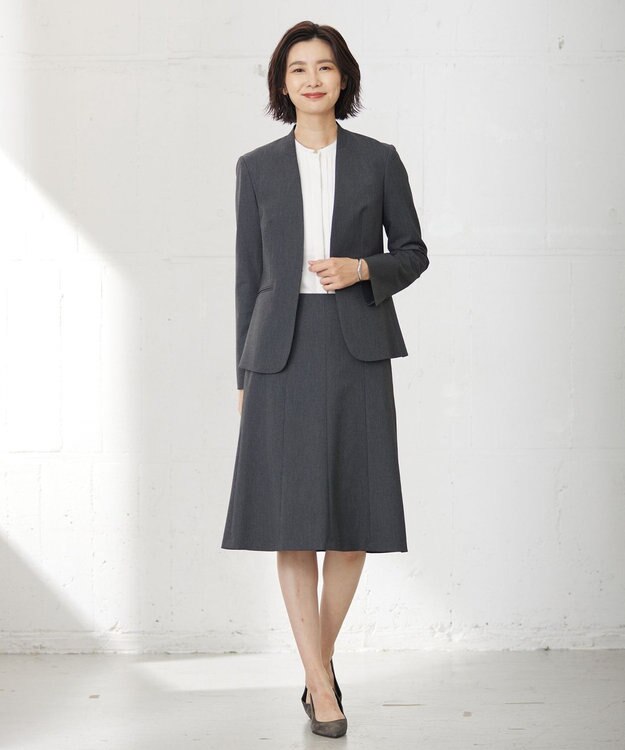 J.PRESS LADIES 【洗える】ヌーディスバックサテン バンドカラー ブラウス アイボリー系