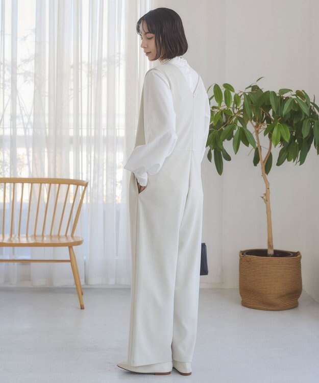 WEGO 【ANGIE VINTAGE】Vネックオールインワン ホワイトアイボリー