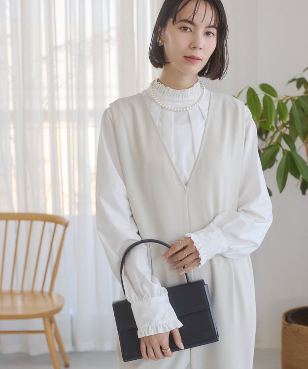 WEGO 【ANGIE VINTAGE】Vネックオールインワン ホワイトアイボリー