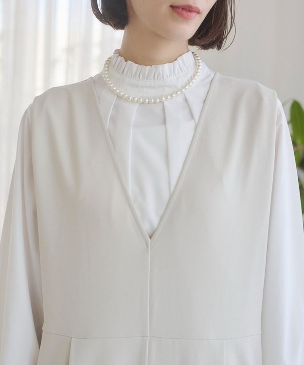 WEGO 【ANGIE VINTAGE】Vネックオールインワン ホワイトアイボリー