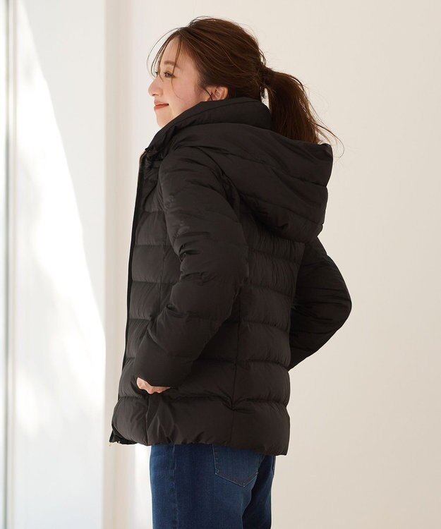 ANY 【洗濯機可能/羽毛100%使用/撥水/フード取り外し可能】楽映えリッチミドル丈ダウン ブラック