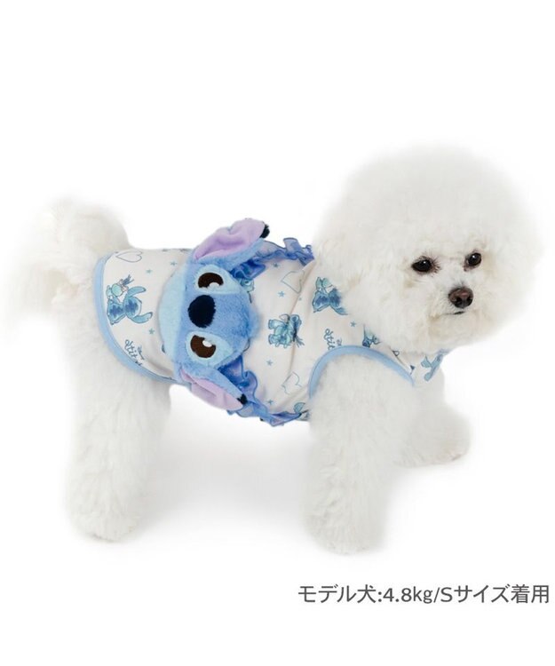 PET PARADISE ディズニー スティッチ マスコット付き タンクトップ 小型犬 ホワイト×ライトブルー