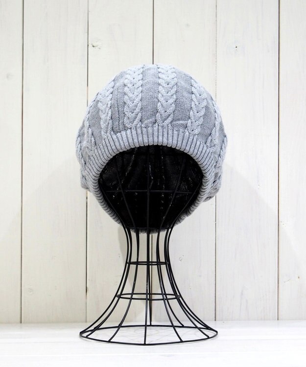 石田製帽 オーガニックコットン アラン編みベレー グレー