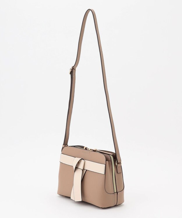 LA BAGAGERIE 【maison vert】 【超軽量・多収納】バイカラーリボンショルダーバッグ グレージュ