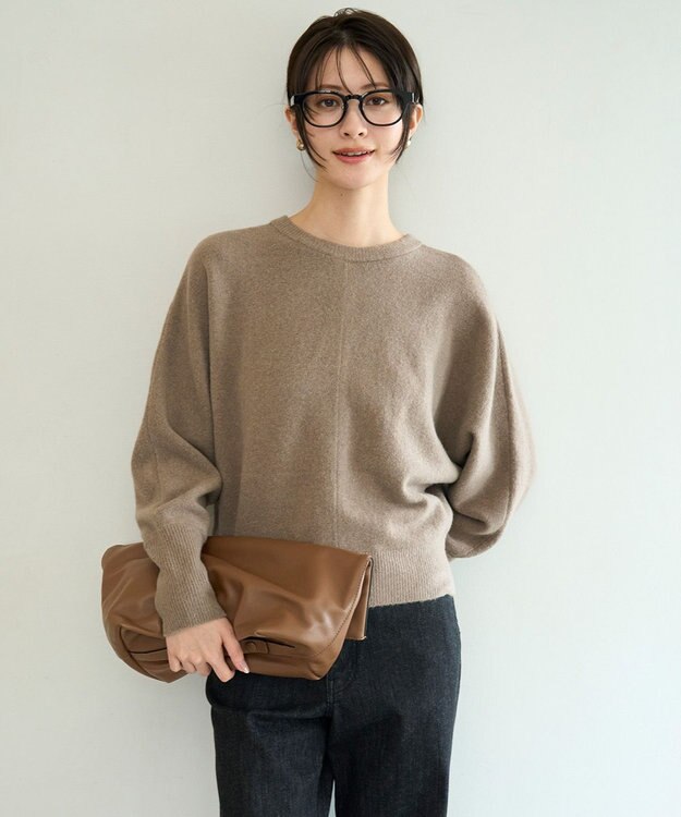 UNFILO 【前後着用 可能】ふわふわニット 2WAY パールボタンカーディガン モカ