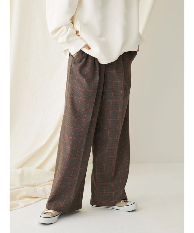 CRAFT STANDARD BOUTIQUE センタープレスチェックパンツ Check Brown