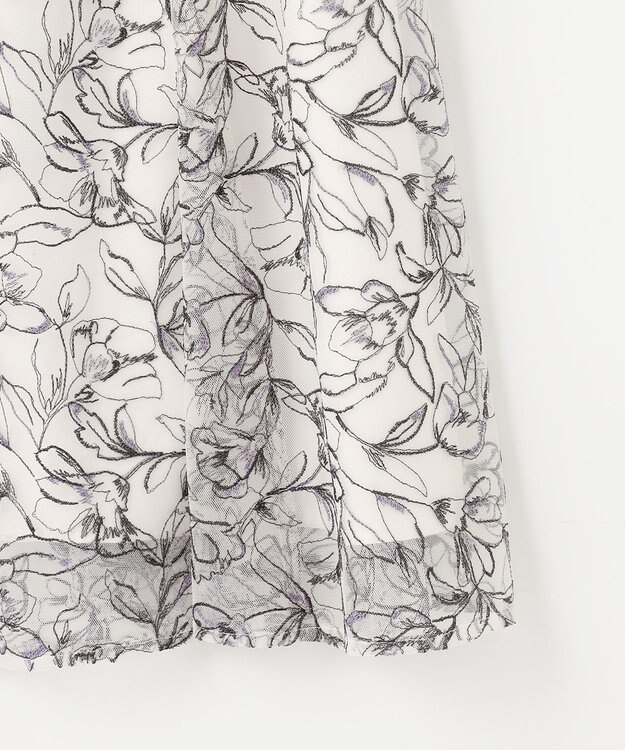 ANY SIS 【洗える】ラインフラワーエンブロイダリー スカート アイボリー系