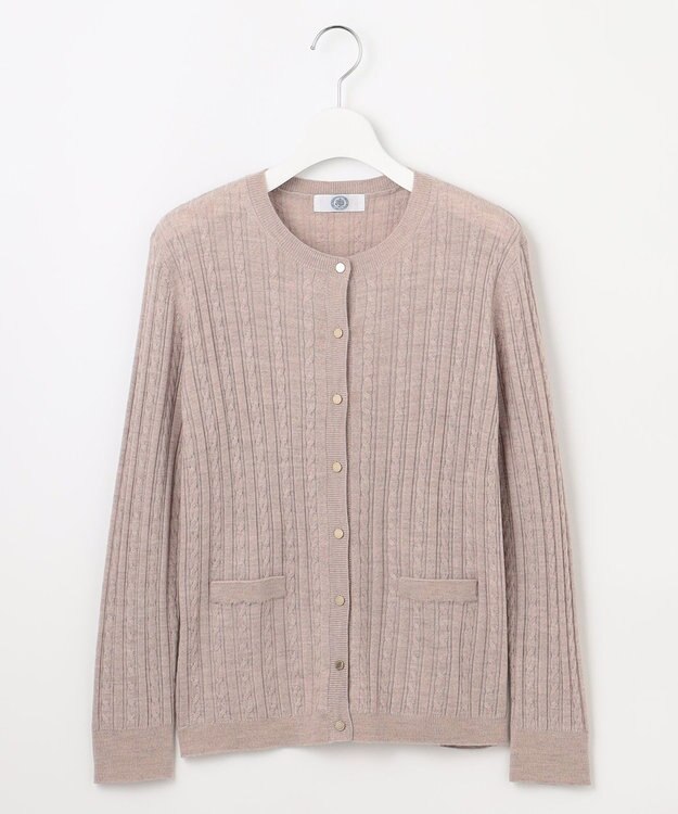 J.PRESS LADIES 【洗える】KNIT BASIC クルーネック カーディガン トップベージュ系