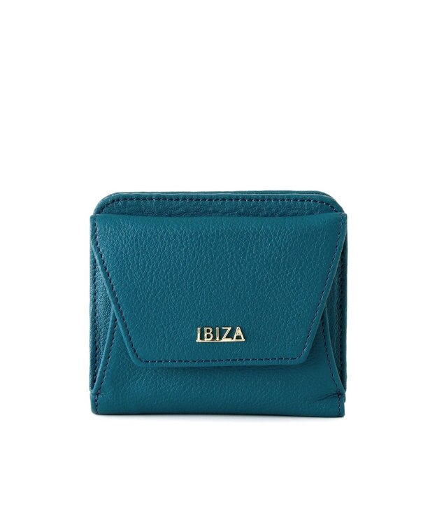 IBIZA 牛革　BOXコインケース付折り財布 ターコイズブルー