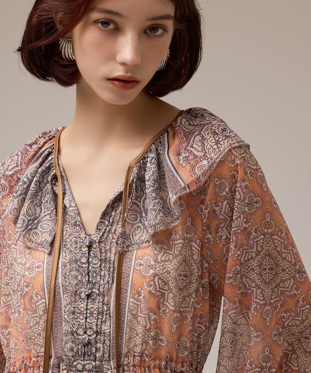 GRACE CONTINENTAL ペイズリープリントドレス オレンジ