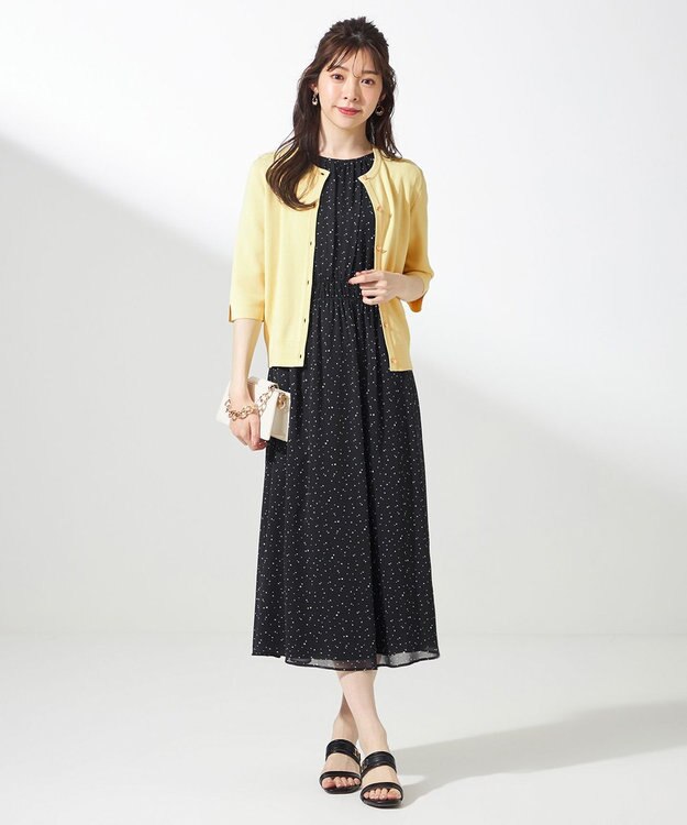 ANY SIS 【洗える】シアーパターン ワンピース ブラックドット