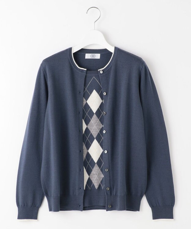 J.PRESS LADIES 【洗える】アーガイル ツイン ニット ブルーグレー系