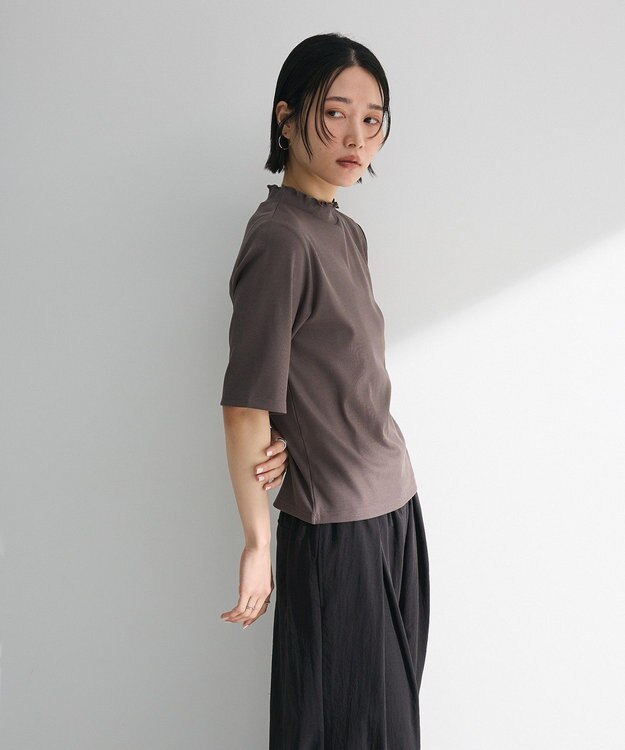 Green Parks ・Ｐｅｔｉｔ　Ｆｌｅｕｒ　５分袖メロウリブＴＥＥ Charcoal Gray