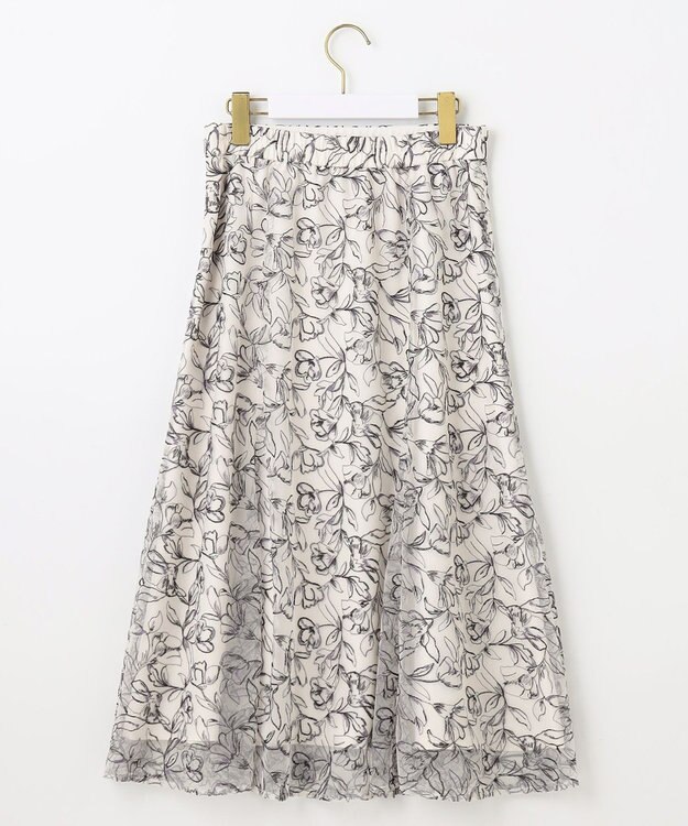 ANY SIS 【洗える】ラインフラワーエンブロイダリー スカート アイボリー系