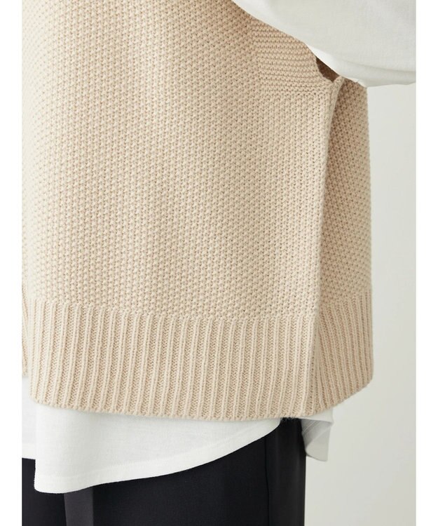 Green Parks ＳＥＴ２点モックネックカノコベスト＋ロンＴＥＥ Light Beige