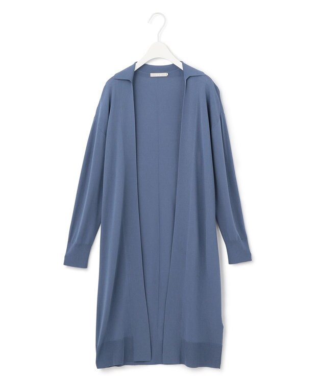 ICB 【WEB限定カラーあり・洗える】シンセティックハイゲージ  ロングカーディガン スマルトブルー系