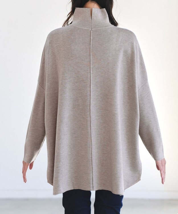 Tiaclasse 【洗える】リバーシブルWフェイスポンチョ風ニット ベージュ