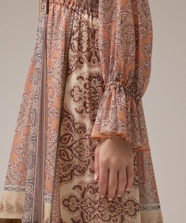 GRACE CONTINENTAL ペイズリープリントドレス オレンジ