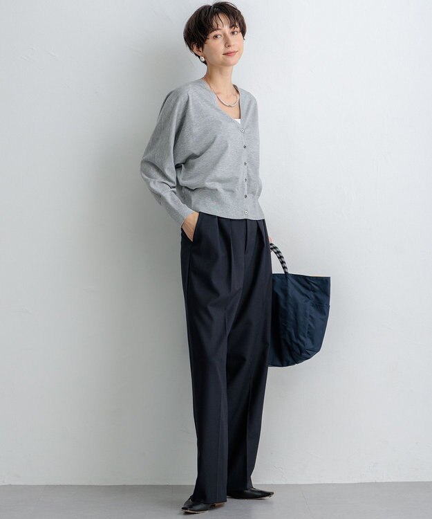 23区 【洗える】オータムシャイニー ニットカーディガン ライトグレー系