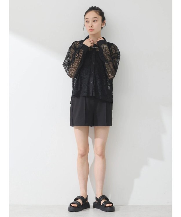 earth music&ecology カットツイルショートパンツ Black
