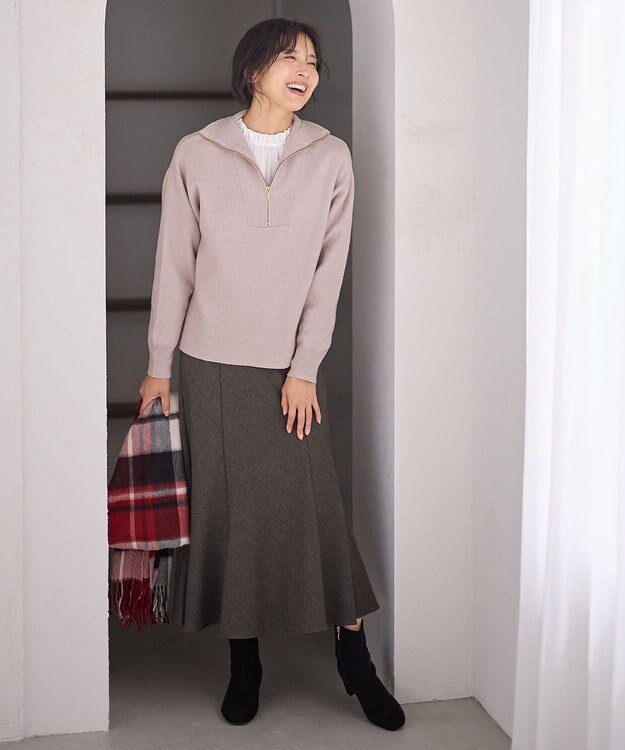 ANY 【ウエストゴム】ライトツイードマーメーイドスカート モカ